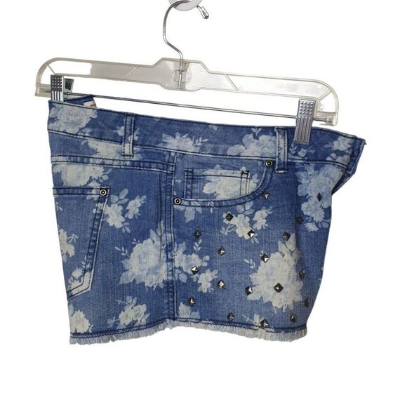 Women's Denim Stretch Shorts Shortie Studded Floral Print Cut Off shorts Size 9 - Picture 8 of 9